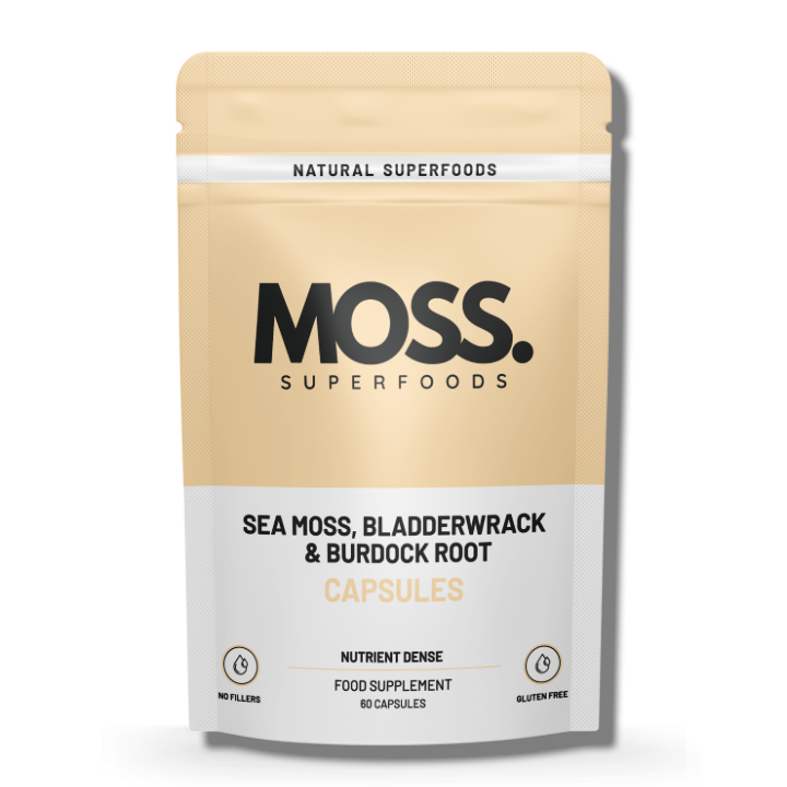 Sea Moss, Bladderwrack & Burdock Root Capsules By Moss Superfoods , seamoss capsules vegan friendly